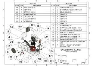 Assembly drawing with parts list.