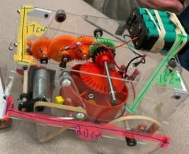 Annotated photo of the drivetrain during build.