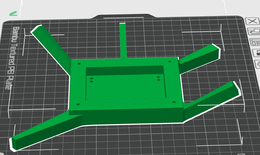 Glove frame on the print bed in the slicer.